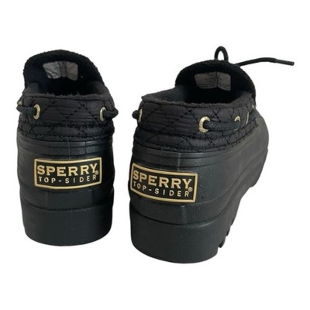 Sperry Top Sider Black Quilted Duck Boots Waterproof Rubber Womens 7.5 VG - Picture 5 of 8